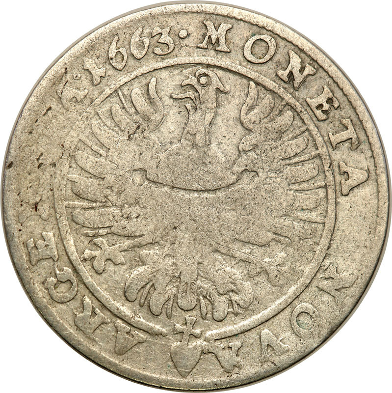 Śląsk, ks. legnicko-brzesko-wołowski. Ludwik IV Legnicki (1653-1663). 15 krajcarów 1663, Brzeg